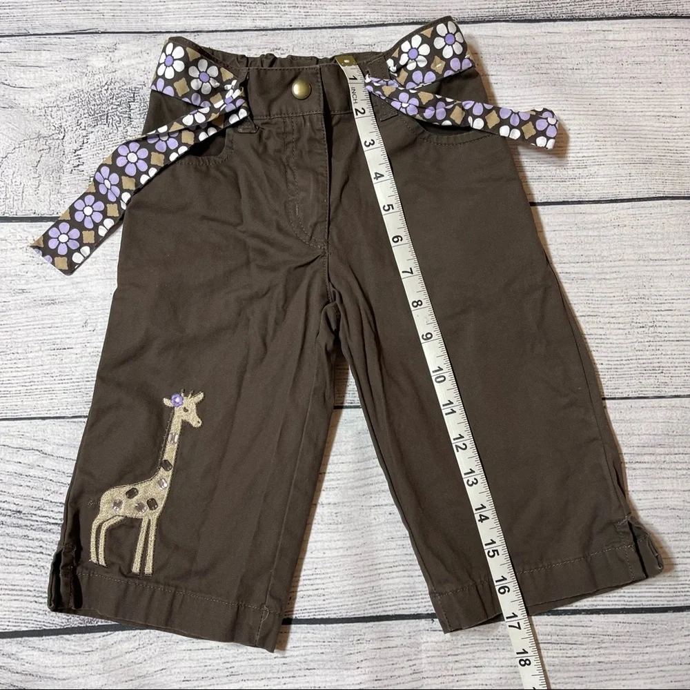 Gymboree Brown Jeweled Giraffe Cropped Pants Girl 5T